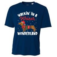 Walking In A Wiener Wonderland Funny Dachshund Christmas Cooling Performance Crew T-Shirt