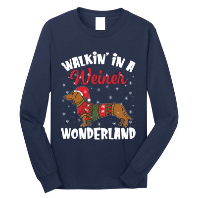 Walking In A Wiener Wonderland Funny Dachshund Christmas Long Sleeve Shirt