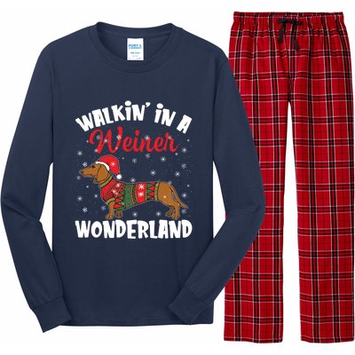 Walking In A Wiener Wonderland Funny Dachshund Christmas Long Sleeve Pajama Set