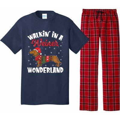 Walking In A Wiener Wonderland Funny Dachshund Christmas Pajama Set