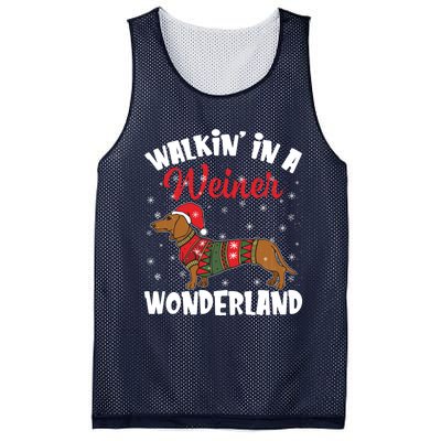 Walking In A Wiener Wonderland Funny Dachshund Christmas Mesh Reversible Basketball Jersey Tank