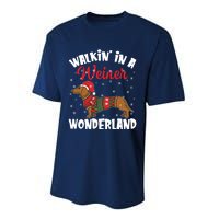 Walking In A Wiener Wonderland Funny Dachshund Christmas Performance Sprint T-Shirt