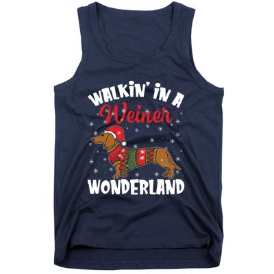 Walking In A Wiener Wonderland Funny Dachshund Christmas Tank Top