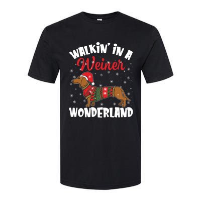 Walking In A Wiener Wonderland Funny Dachshund Christmas Softstyle CVC T-Shirt