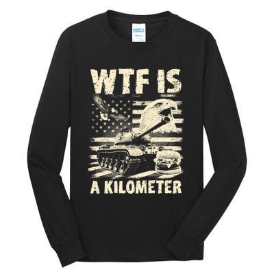 Wtf Is A Kilometer Eagle Badge American Signature Burger Vintage Design Tall Long Sleeve T-Shirt