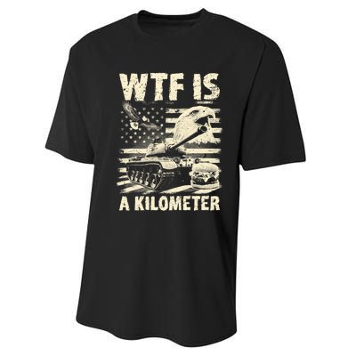 Wtf Is A Kilometer Eagle Badge American Signature Burger Vintage Design Performance Sprint T-Shirt