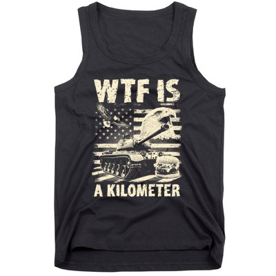 Wtf Is A Kilometer Eagle Badge American Signature Burger Vintage Design Tank Top