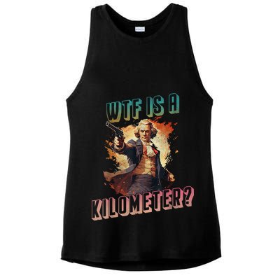 WTF Is A Kilometer Funny American George Washington Ladies PosiCharge Tri-Blend Wicking Tank