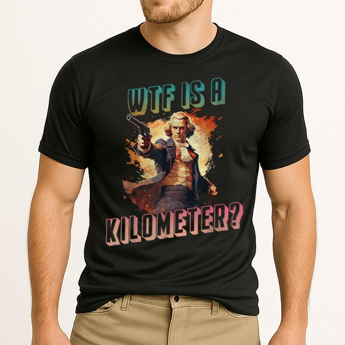 WTF Is A Kilometer Funny American George Washington Cooling Performance Crew T-Shirt