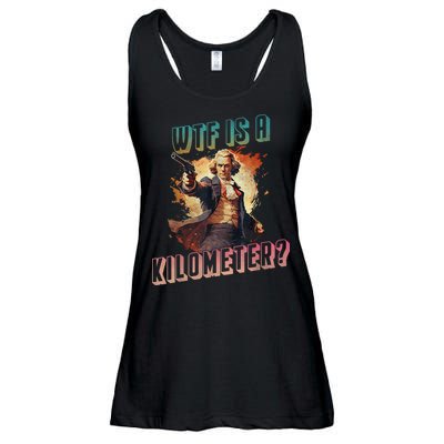 WTF Is A Kilometer Funny American George Washington Ladies Essential Flowy Tank
