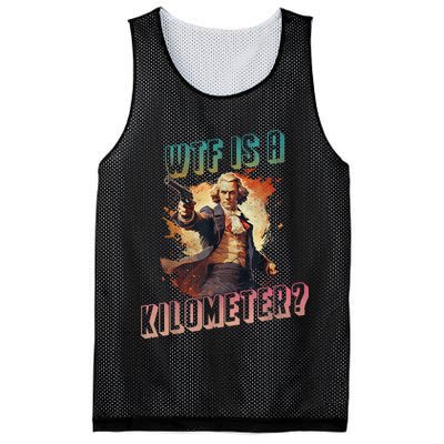 WTF Is A Kilometer Funny American George Washington Mesh Reversible Basketball Jersey Tank