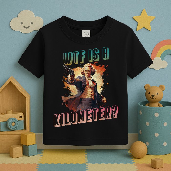 WTF Is A Kilometer Funny American George Washington Toddler T-Shirt
