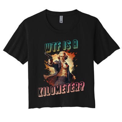 WTF Is A Kilometer Funny American George Washington Crop Top