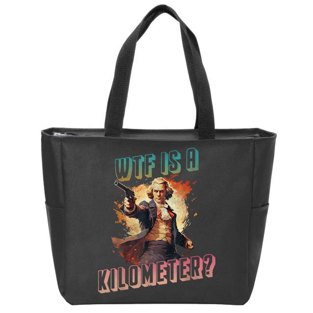 WTF Is A Kilometer Funny American George Washington Zip Tote Bag