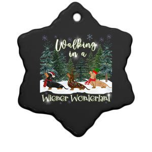 Walking In A Wiener Wonderland Dachshund Trio Cool Gift Ceramic Star Ornament