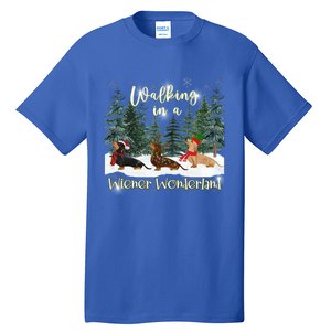 Walking In A Wiener Wonderland Dachshund Trio Cool Gift Tall T-Shirt