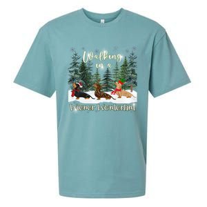 Walking In A Wiener Wonderland Dachshund Trio Cool Gift Sueded Cloud Jersey T-Shirt