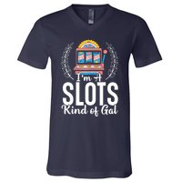 Wo I'm A Slots Kind Of Gal Slot Machine Casino Gambling V-Neck T-Shirt