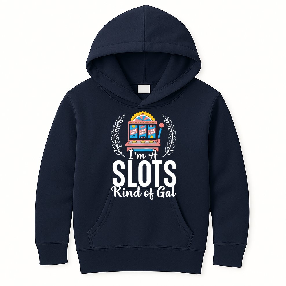 Wo I'm A Slots Kind Of Gal Slot Machine Casino Gambling Kids Hoodie