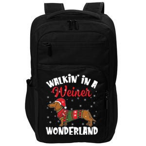 Walking In A Wiener Wonderland Funny Dachshund Christmas Gift Impact Tech Backpack