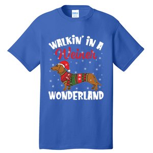 Walking In A Wiener Wonderland Funny Dachshund Christmas Gift Tall T-Shirt