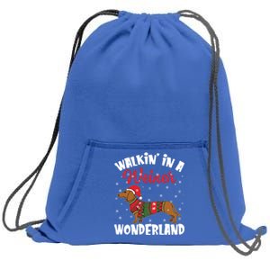 Walking In A Wiener Wonderland Funny Dachshund Christmas Gift Sweatshirt Cinch Pack Bag