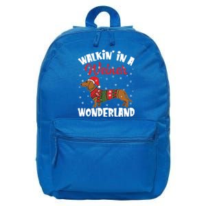 Walking In A Wiener Wonderland Funny Dachshund Christmas Gift 16 in Basic Backpack