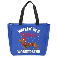 Walking In A Wiener Wonderland Funny Dachshund Christmas Gift Zip Tote Bag