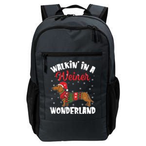 Walking In A Wiener Wonderland Funny Dachshund Christmas Gift Daily Commute Backpack