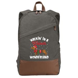 Walking In A Wiener Wonderland Funny Dachshund Christmas Gift Cotton Canvas Backpack