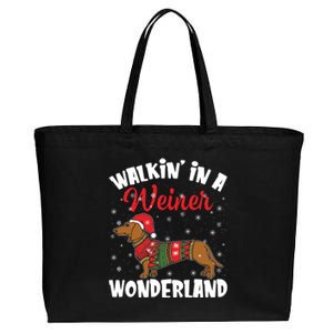 Walking In A Wiener Wonderland Funny Dachshund Christmas Gift Cotton Canvas Jumbo Tote