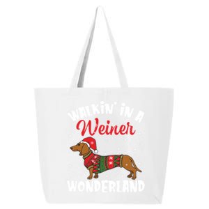 Walking In A Wiener Wonderland Funny Dachshund Christmas Gift 25L Jumbo Tote