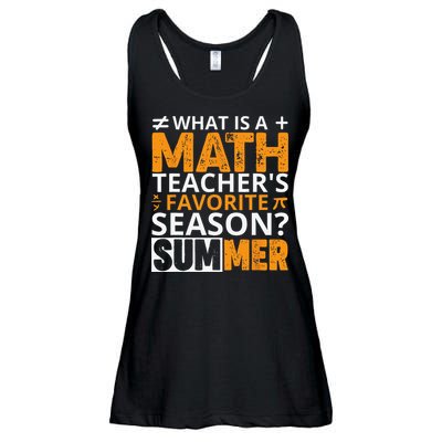 What is a Math Teacher's favorite season Funny Math Teacher Ladies Essential Flowy Tank