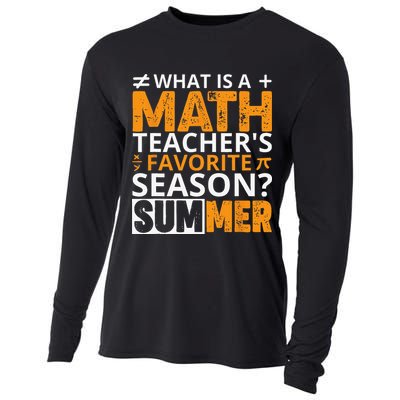 What is a Math Teacher's favorite season Funny Math Teacher Cooling Performance Long Sleeve Crew