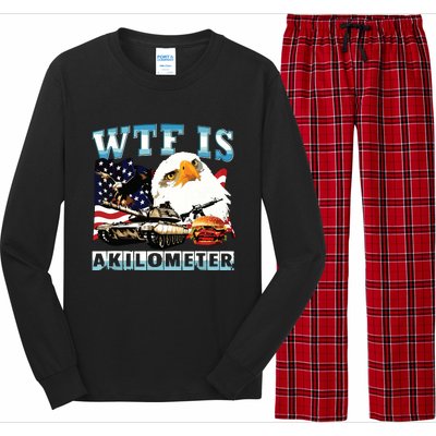 Wtf Is A Kilometer Eagle Badge American Signature Burger Long Sleeve Pajama Set