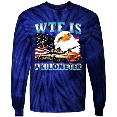 Wtf Is A Kilometer Eagle Badge American Signature Burger Tie-Dye Long Sleeve Shirt