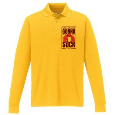 Well It AinT Gonna Suck Itself Cajun Crawfish Boil Vintage Performance Long Sleeve Polo