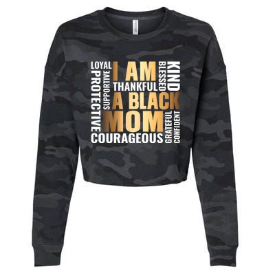 Womens I'm A Black Mom African American Mother's Day Cropped Pullover Crew