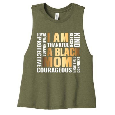 Womens I'm A Black Mom African American Mother's Day Women's Racerback Cropped Tank