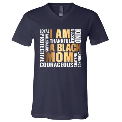 Womens I'm A Black Mom African American Mother's Day V-Neck T-Shirt