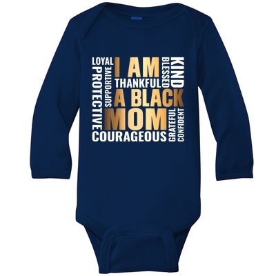 Womens I'm A Black Mom African American Mother's Day Baby Long Sleeve Bodysuit