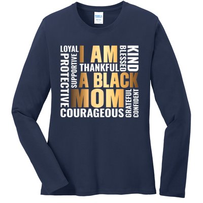 Womens I'm A Black Mom African American Mother's Day Ladies Long Sleeve Shirt