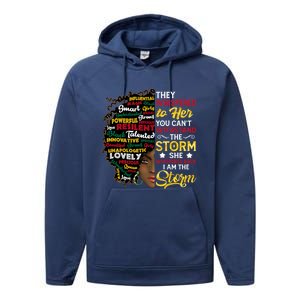 Wo I Am Storm They Whispered To Her You Can't Withstand Gift Performance Fleece Hoodie