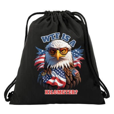 Wtf Is A Kilometer Eagle Usa July 4th Drawstring Bag