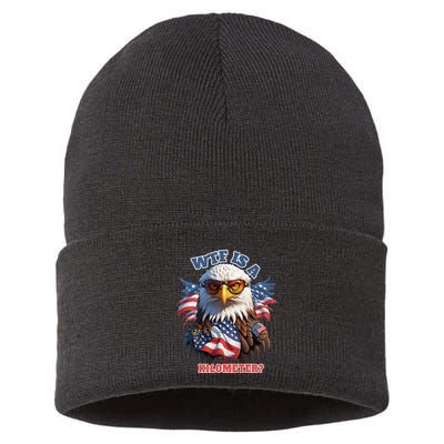 Wtf Is A Kilometer Eagle Usa July 4th Sustainable Knit Beanie