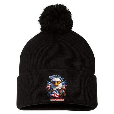 Wtf Is A Kilometer Eagle Usa July 4th Pom Pom 12in Knit Beanie