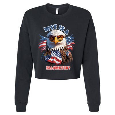 Wtf Is A Kilometer Eagle Usa July 4th Cropped Pullover Crew