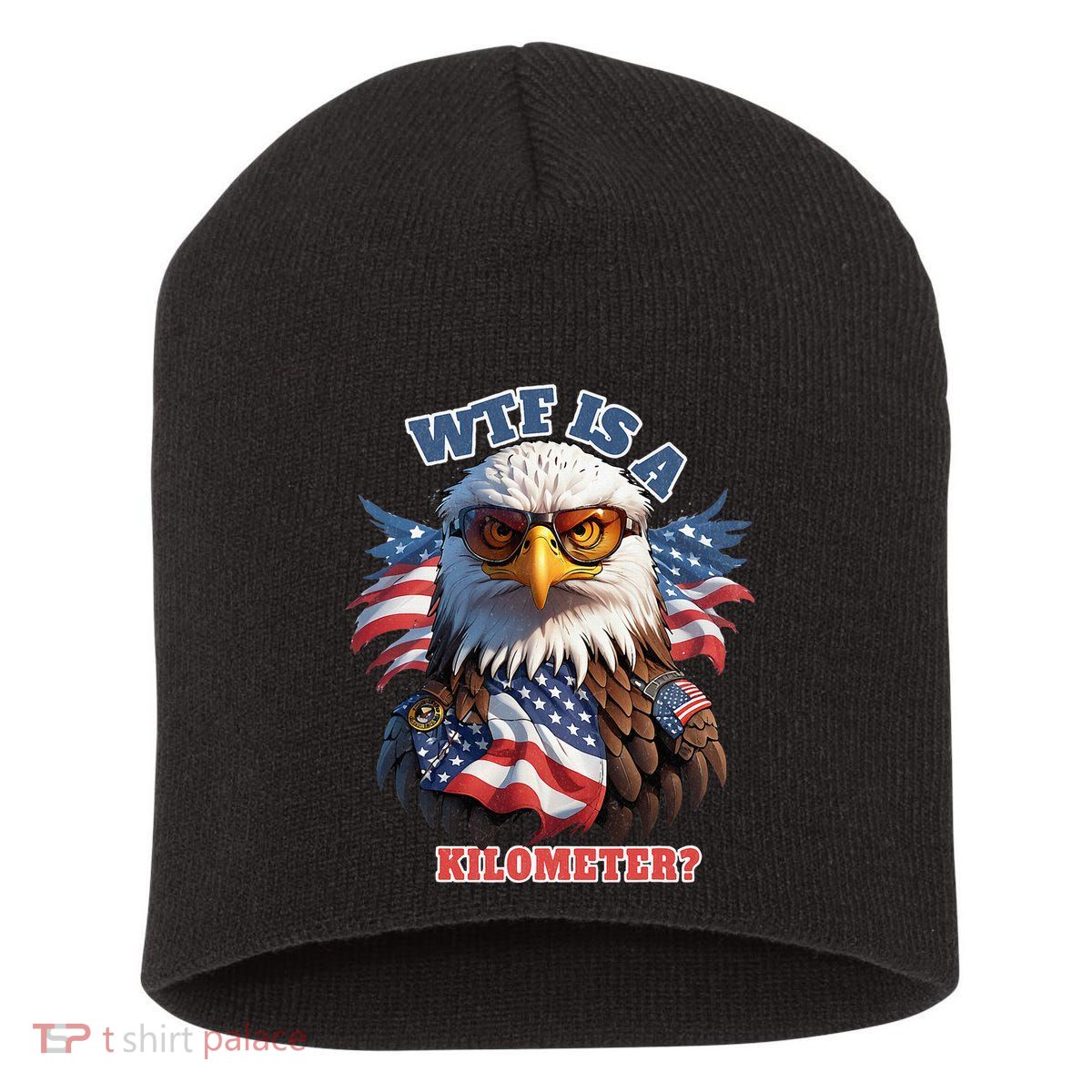 Wtf Is A Kilometer Eagle Usa July 4th Short Acrylic Beanie