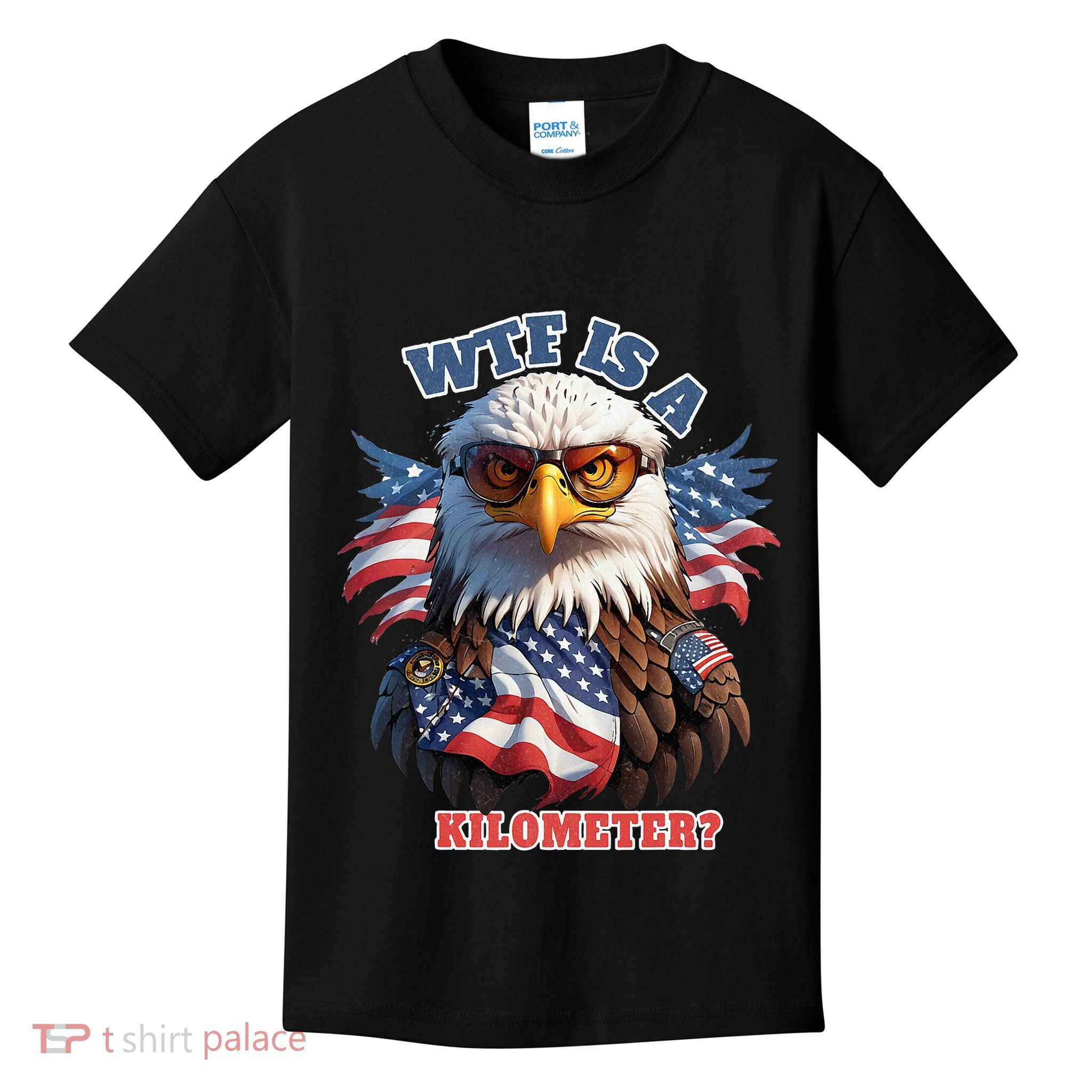 Wtf Is A Kilometer Eagle Usa July 4th Kids T-Shirt