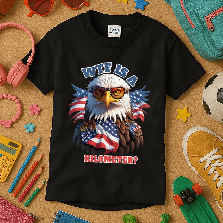 Wtf Is A Kilometer Eagle Usa July 4th Kids T-Shirt